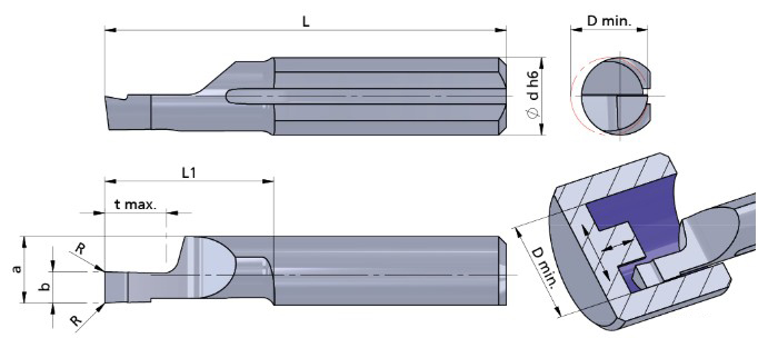 Резец монолитный R610.3008-20/AL41F Dummel
