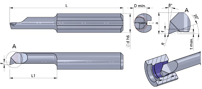 Резец монолитный R055.5-10/AL41F Dummel