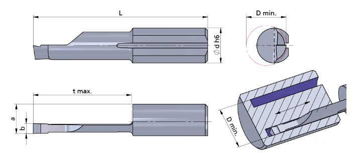 Резец монолитный R015.2515-20/CN45F Dummel