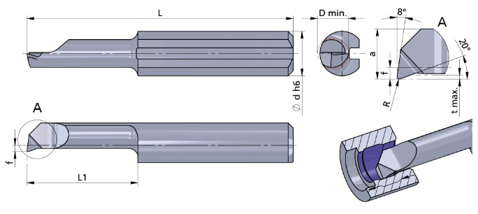 Резец монолитный R050.4-16/CN45F Dummel