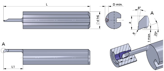 Резец монолитный R050.06-3/AL41F Dummel