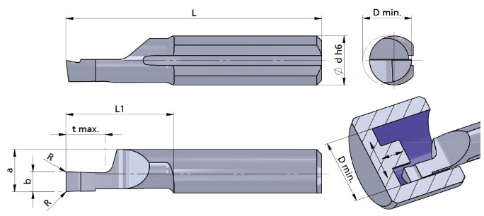 Резец монолитный R610.3008-10/AL41F Dummel