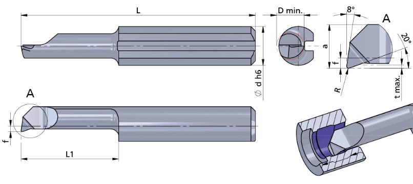 Резец монолитный R050.6-15/AL41F Dummel