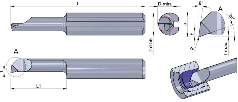 Резец монолитный L055.4-10/AL41F Dummel