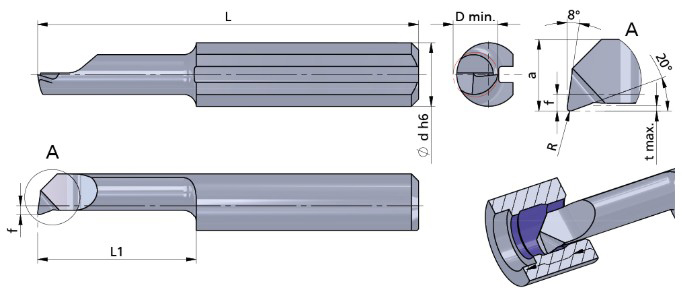 Резец монолитный R050.5-10/AL41F Dummel