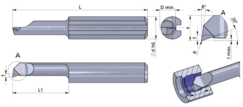 Резец монолитный L055.5-10/AL41F Dummel