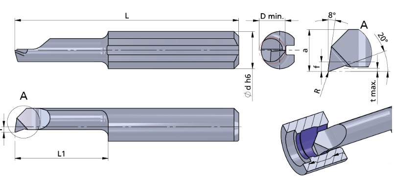 Резец монолитный R055.4-10/AL41F Dummel