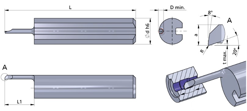 Резец монолитный R050.1-5/AL41F Dummel