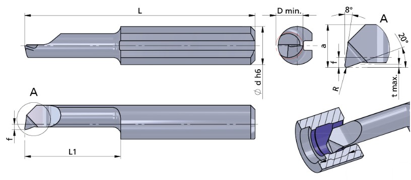 Резец монолитный R050.4-10/CN45F Dummel