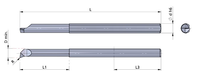Резец монолитный ROTA28-140R/AL41F Dummel