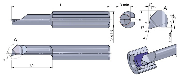 Резец монолитный R050.7-30/AL41F Dummel