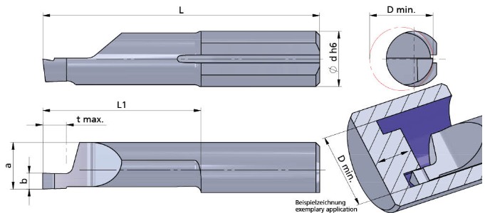 Резец монолитный R010.1508-30/CN45F Dummel